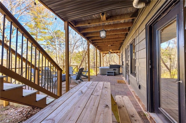 wooden terrace with stairway