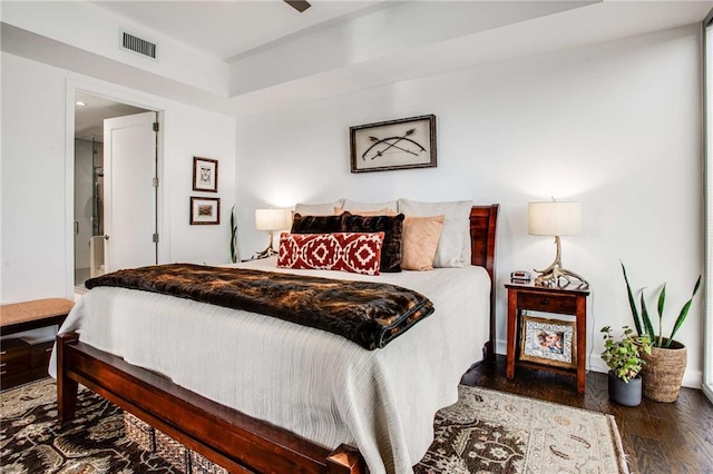 bedroom featuring dark hardwood / wood-style floors