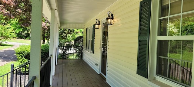 wooden deck featuring a porch