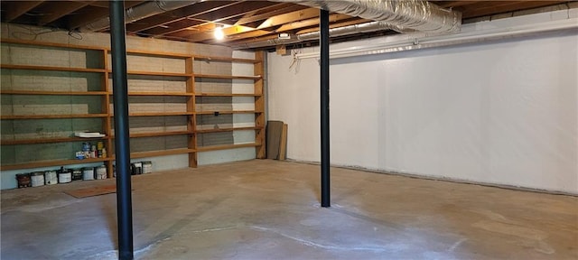 view of unfinished basement