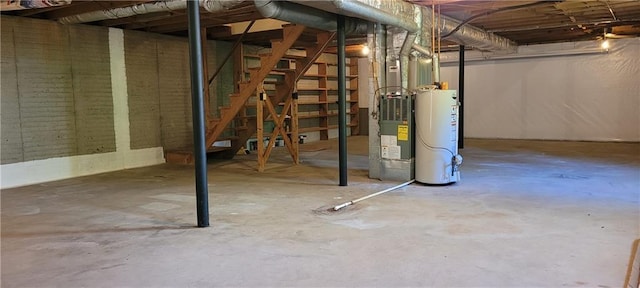 unfinished below grade area with water heater
