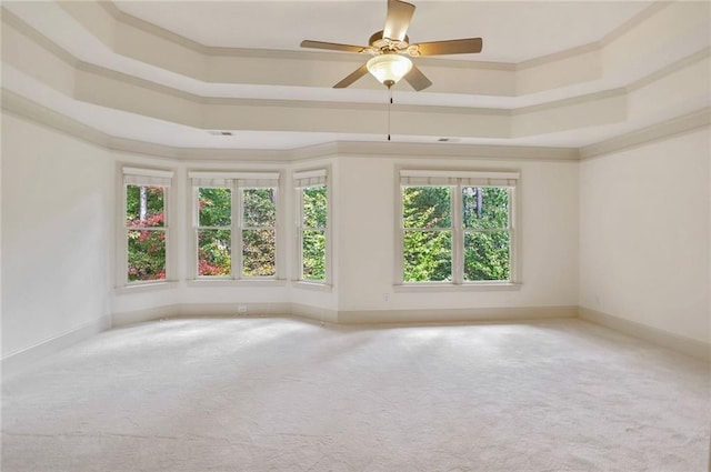 unfurnished room with carpet flooring and crown molding