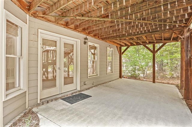 view of patio featuring french doors