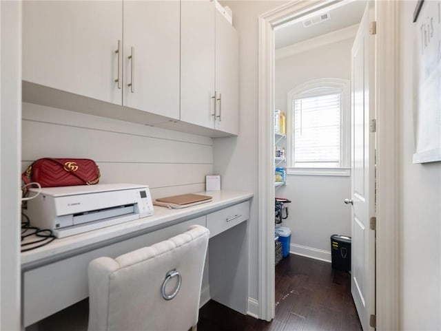 2506 Skyland Dr NE Unit 17, Atlanta, GA 30319 - laundry room featuring dark wood finished floors, baseboards, and an office area