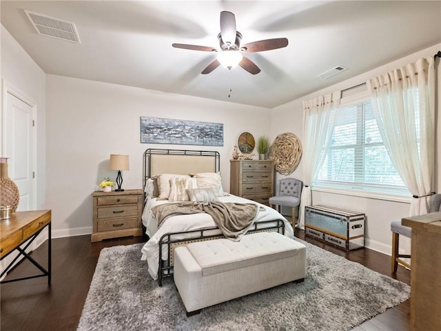 2506 Skyland Dr NE Unit 17, Atlanta, GA 30319 - bedroom featuring baseboards, dark wood-type flooring, and ceiling fan