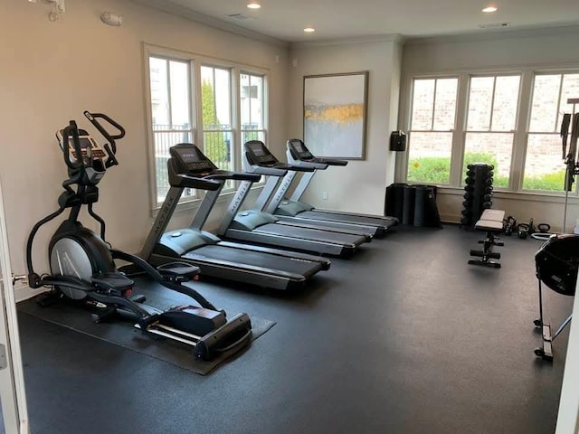 2506 Skyland Dr NE Unit 17, Atlanta, GA 30319 - workout area featuring ornamental molding and recessed lighting