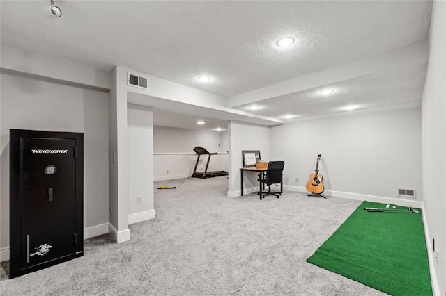 4546 Graywood Trce, Peachtree Corners, GA 30092 - exercise area with a textured ceiling, carpet flooring, and recessed lighting