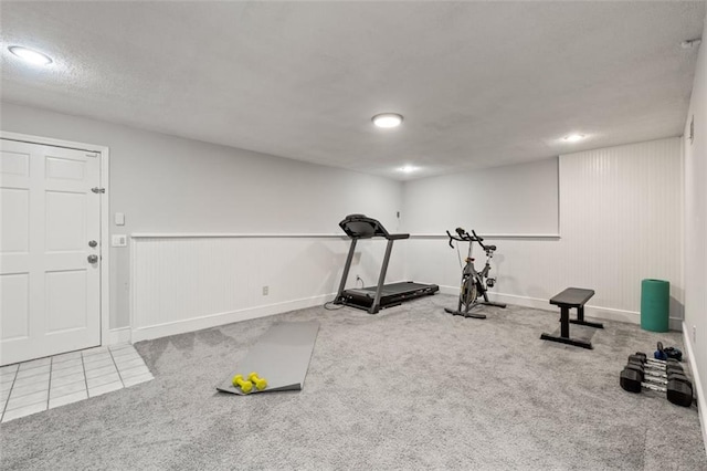 4546 Graywood Trce, Peachtree Corners, GA 30092 - exercise area featuring carpet floors, wainscoting, and recessed lighting