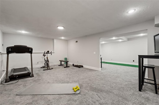 4546 Graywood Trce, Peachtree Corners, GA 30092 - workout room featuring carpet flooring, recessed lighting, and a textured ceiling