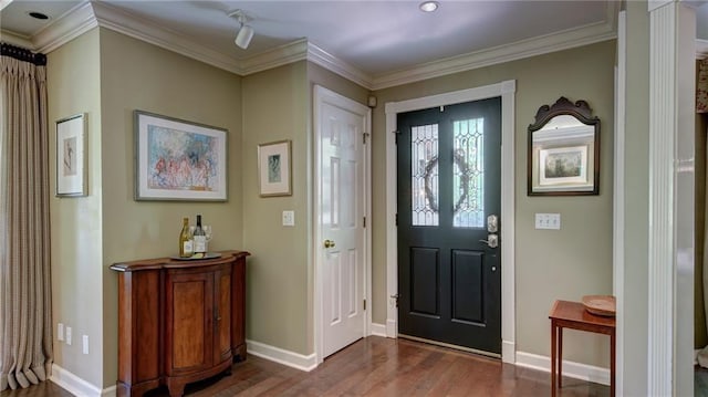 470 Ansley Walk Ter NE, Atlanta, GA 30309 - foyer with dark wood-style floors and ornamental molding