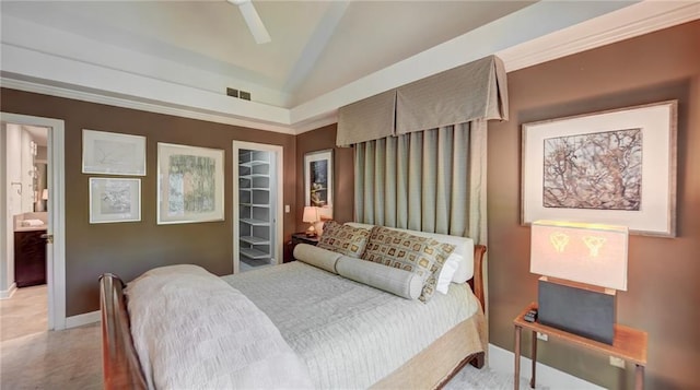 470 Ansley Walk Ter NE, Atlanta, GA 30309 - bedroom with vaulted ceiling and ensuite bathroom