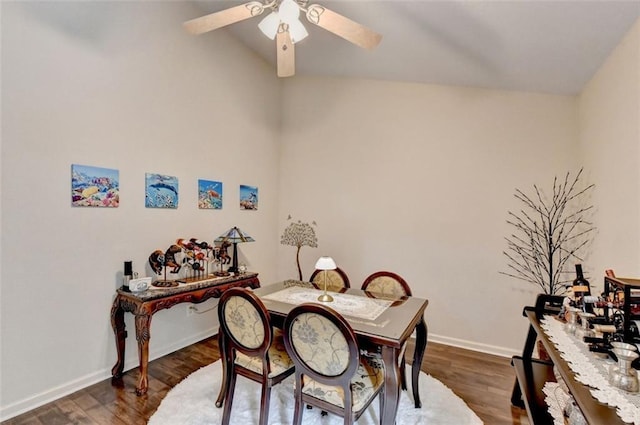 2837 Peachstone Ct, Lawrenceville, GA 30043 - dining space with dark wood-type flooring, ceiling fan, and baseboards
