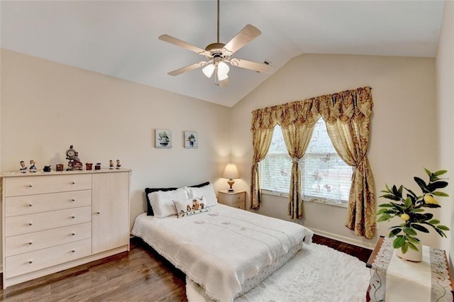 2837 Peachstone Ct, Lawrenceville, GA 30043 - bedroom with wood finished floors, vaulted ceiling, ceiling fan, and baseboards