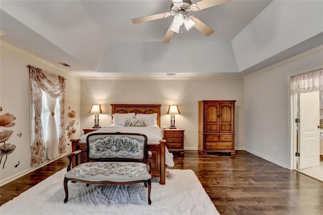 2837 Peachstone Ct, Lawrenceville, GA 30043 - bedroom with wood finished floors, a raised ceiling, ornamental molding, and baseboards