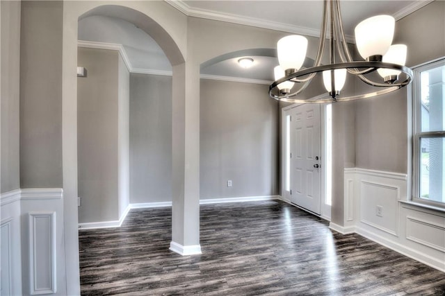 foyer entrance featuring a wealth of natural light and dark wood-type flooring