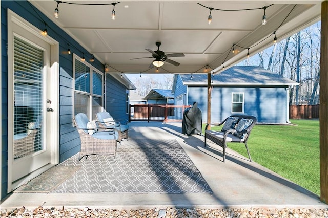 view of patio / terrace with ceiling fan