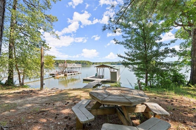 view of dock featuring a water view