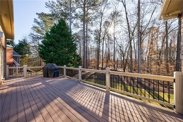 deck featuring area for grilling