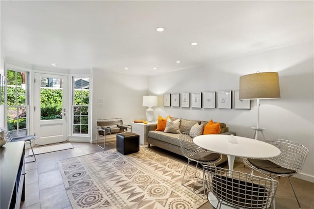 view of tiled living room