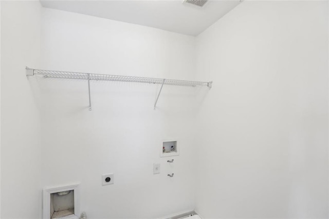laundry area featuring washer hookup, laundry area, electric dryer hookup, and visible vents