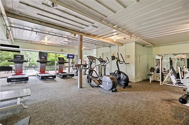 gym with carpet