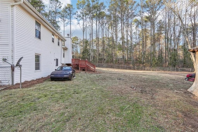 view of yard featuring fence