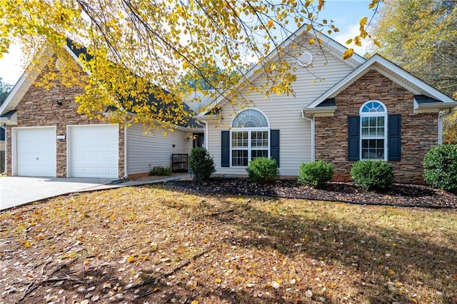 front facade with a garage