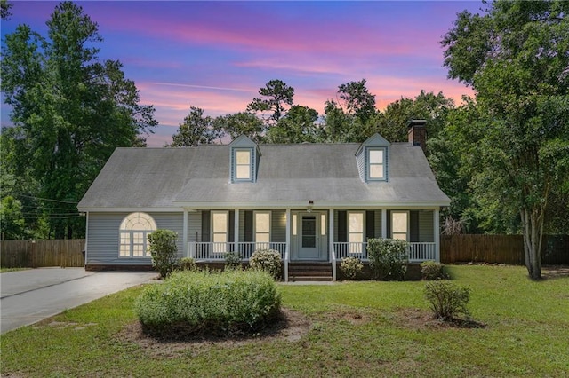342 Spring Valley Rd, Waynesboro, GA 30830 - cape cod home with covered porch and a chimney
