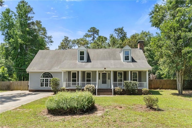 342 Spring Valley Rd, Waynesboro, GA 30830 - new england style home with a porch and a chimney