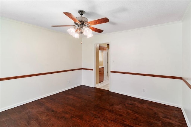 342 Spring Valley Rd, Waynesboro, GA 30830 - empty room featuring hardwood / wood-style floors, a ceiling fan, crown molding, and baseboards
