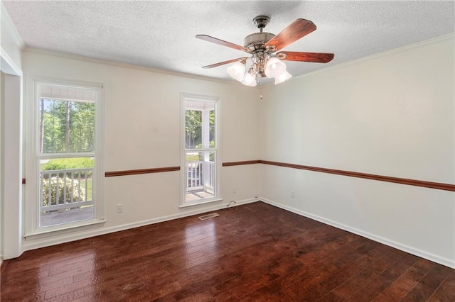 342 Spring Valley Rd, Waynesboro, GA 30830 - unfurnished room featuring a textured ceiling, wood finished floors, crown molding, ceiling fan, and baseboards