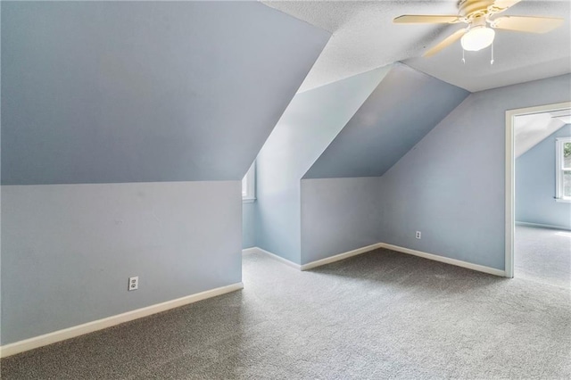 342 Spring Valley Rd, Waynesboro, GA 30830 - bonus room featuring carpet, baseboards, vaulted ceiling, and ceiling fan
