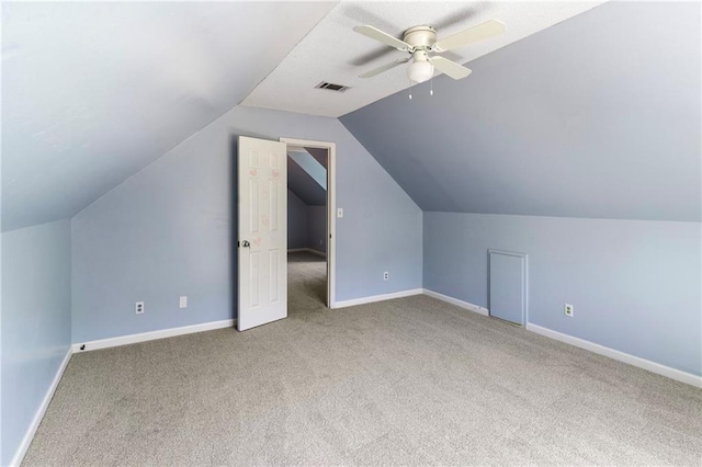 342 Spring Valley Rd, Waynesboro, GA 30830 - additional living space featuring carpet floors, baseboards, a ceiling fan, and vaulted ceiling