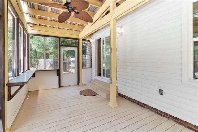 342 Spring Valley Rd, Waynesboro, GA 30830 - unfurnished sunroom featuring ceiling fan
