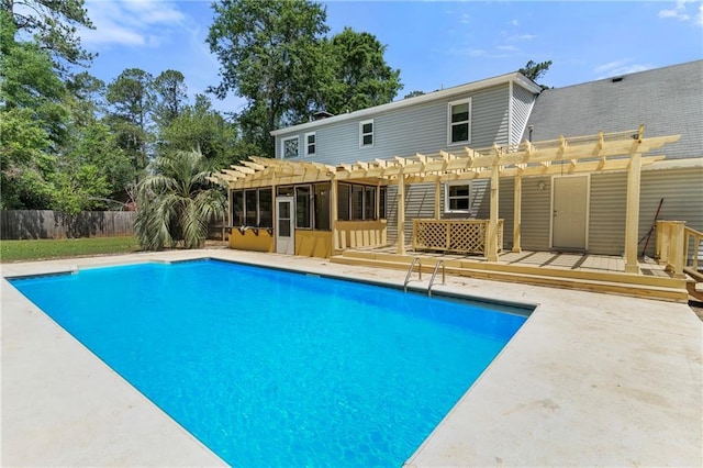 342 Spring Valley Rd, Waynesboro, GA 30830 - view of pool featuring a pergola, a deck, and fence