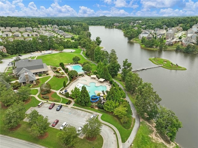 7712 Soaring Eagle Dr, Flowery Branch, GA 30542 - drone / aerial view with a water view and a residential view