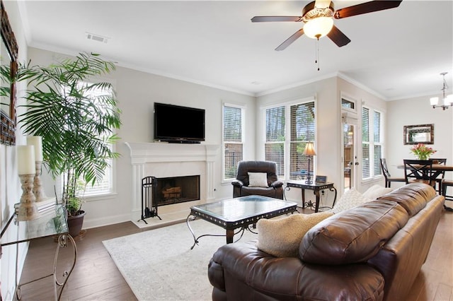 1803 Stone Bridge Way, Marietta, GA 30064 - living area featuring visible vents, wood finished floors, and crown molding