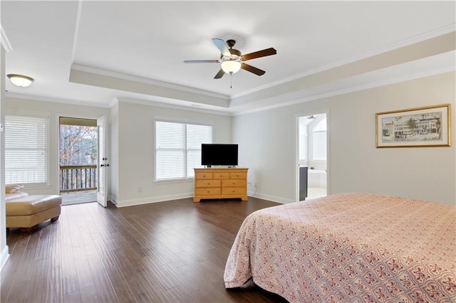 1803 Stone Bridge Way, Marietta, GA 30064 - bedroom featuring a raised ceiling, dark wood-style floors, and access to exterior