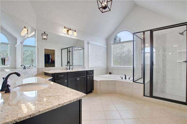 1803 Stone Bridge Way, Marietta, GA 30064 - full bath with a garden tub, a stall shower, lofted ceiling, and a sink