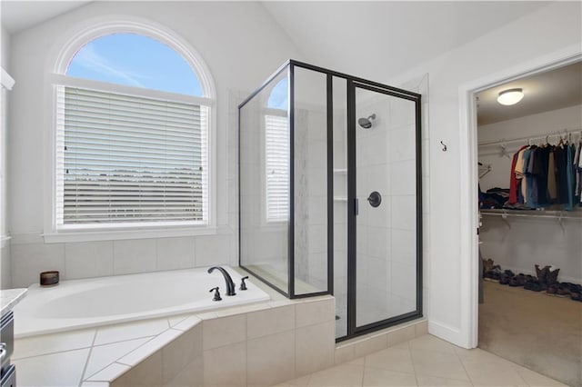 1803 Stone Bridge Way, Marietta, GA 30064 - full bath with a bath, tile patterned flooring, a shower stall, and a spacious closet