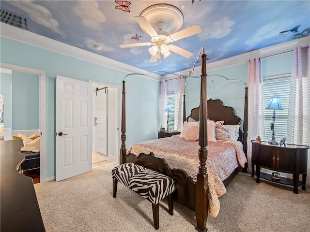 7060 Summit Rdg, Chase, Cumming, GA 30041 - carpeted bedroom featuring ornamental molding and a ceiling fan