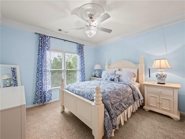 7060 Summit Rdg, Chase, Cumming, GA 30041 - bedroom featuring ornamental molding, light carpet, baseboards, and a ceiling fan