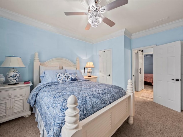 7060 Summit Rdg, Chase, Cumming, GA 30041 - carpeted bedroom featuring ornamental molding and ceiling fan