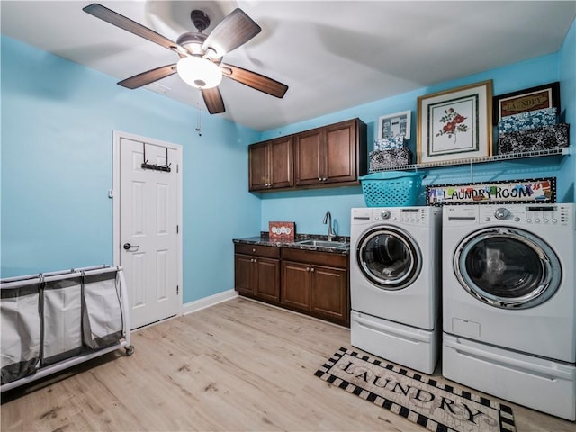 7060 Summit Rdg, Chase, Cumming, GA 30041 - laundry room featuring separate washer and dryer, cabinet space, light wood-style floors, and a ceiling fan