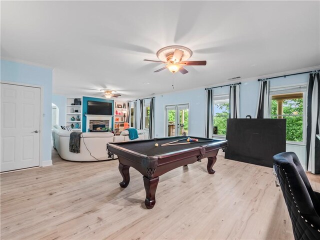 7060 Summit Rdg, Chase, Cumming, GA 30041 - recreation room featuring a ceiling fan, plenty of natural light, and light wood-style flooring
