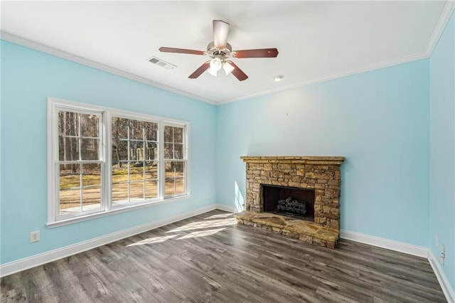 2143 Great Shoals Cir, Lawrenceville, GA 30045 - unfurnished living room with baseboards, visible vents, and ornamental molding