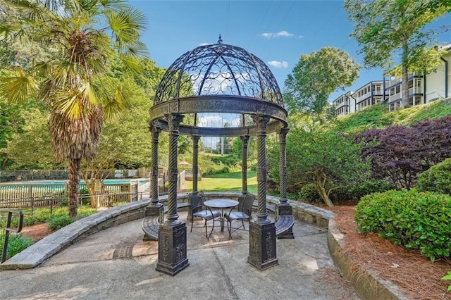 view of home's community with a swimming pool and a patio area