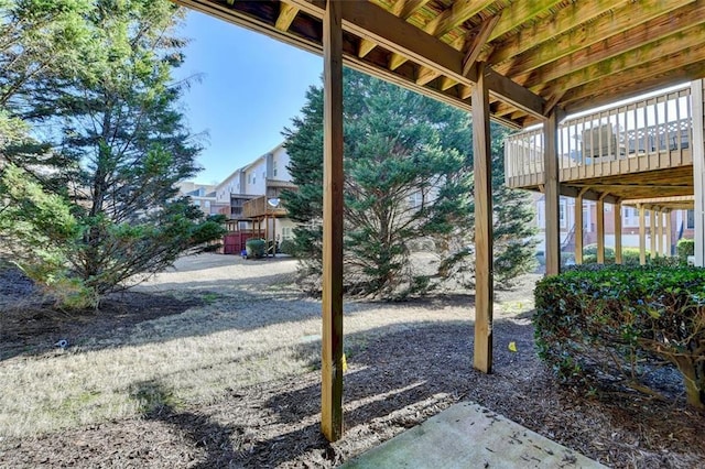 view of patio with a wooden deck