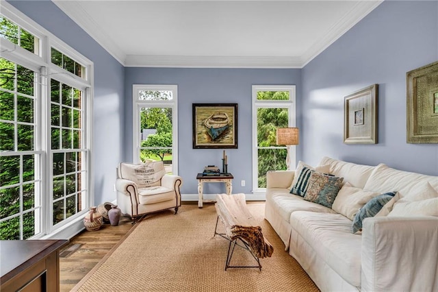 4020 Devereux Chase, Roswell, GA 30075 - living room with wood finished floors, crown molding, and baseboards