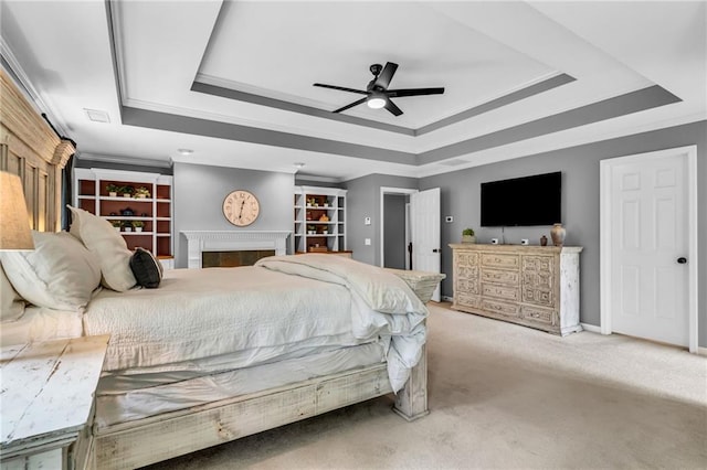 4020 Devereux Chase, Roswell, GA 30075 - bedroom with a tray ceiling, ornamental molding, carpet, baseboards, and ceiling fan